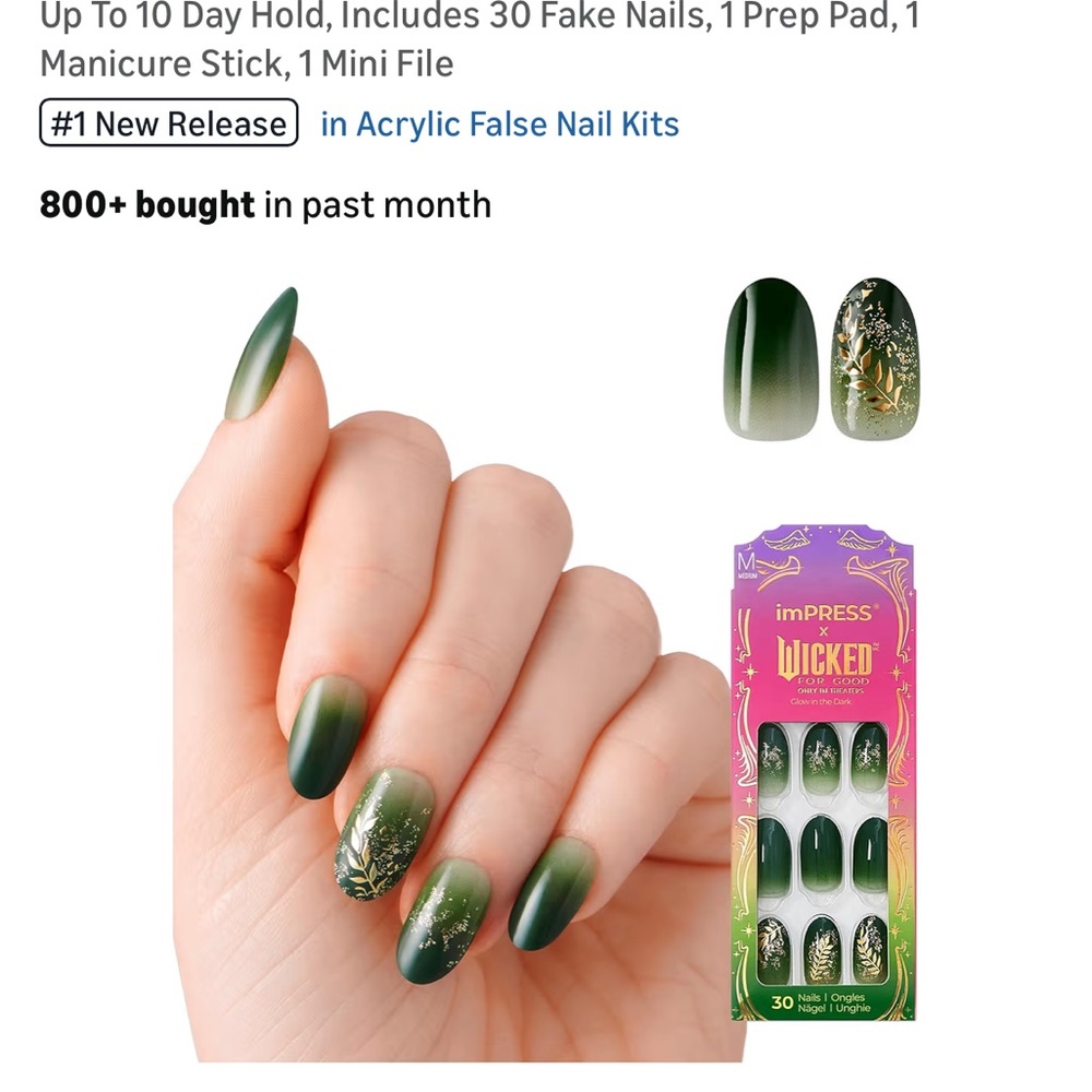 imPRESS Green Ombre Floral False Nails